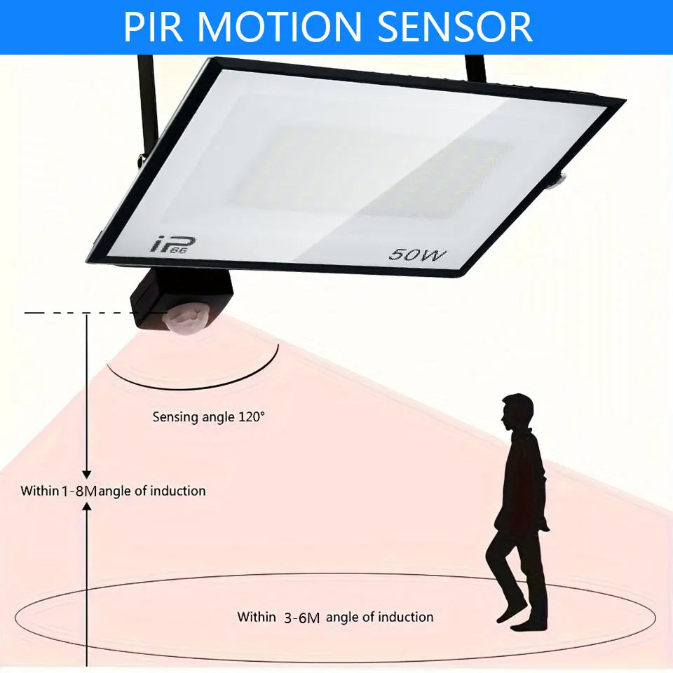 LED Floodlight Motion Sensor AC220V 110V 30W 50W 70W 100W 15
