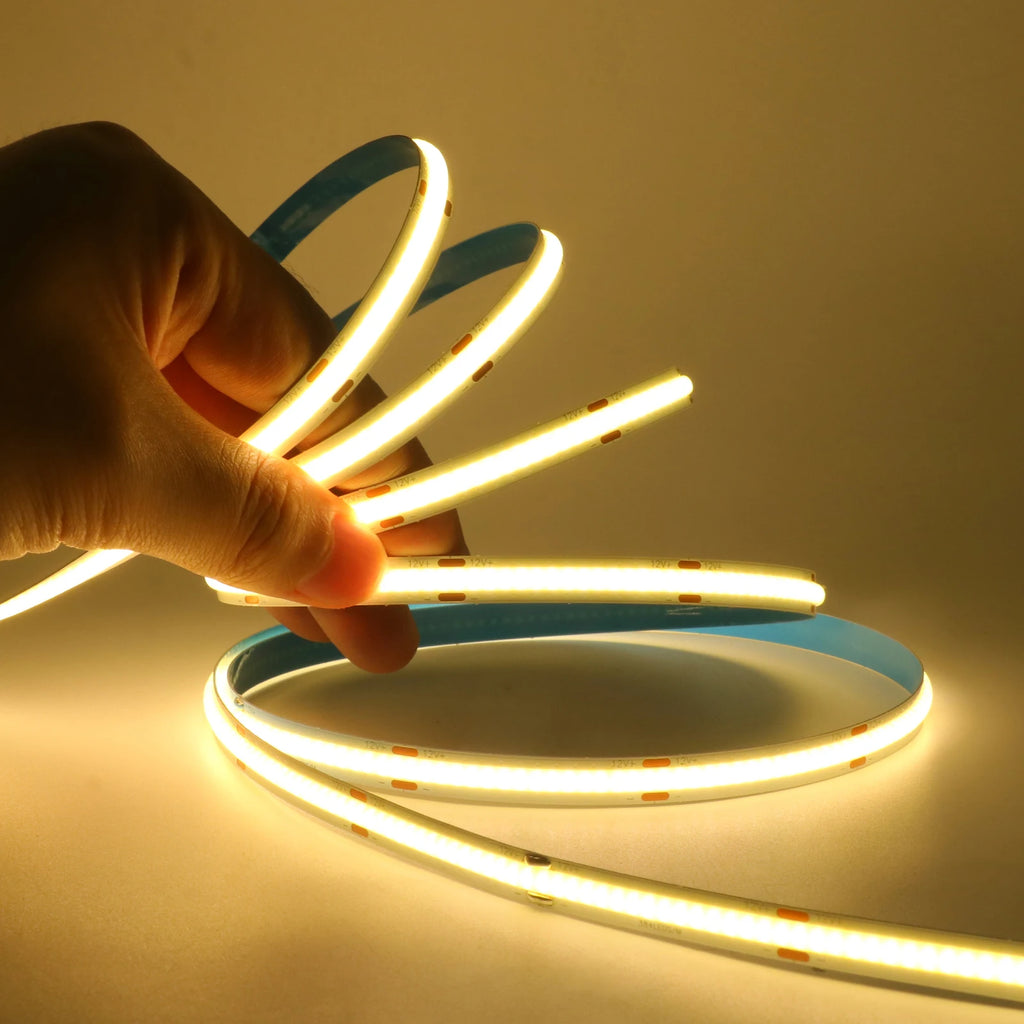 3MM 5MM 8MM COB LED Strip DC 5V/12V/24V High Density Flexible LED Strip Light with Adhesive TV Backlights Home Cabinet Lighting