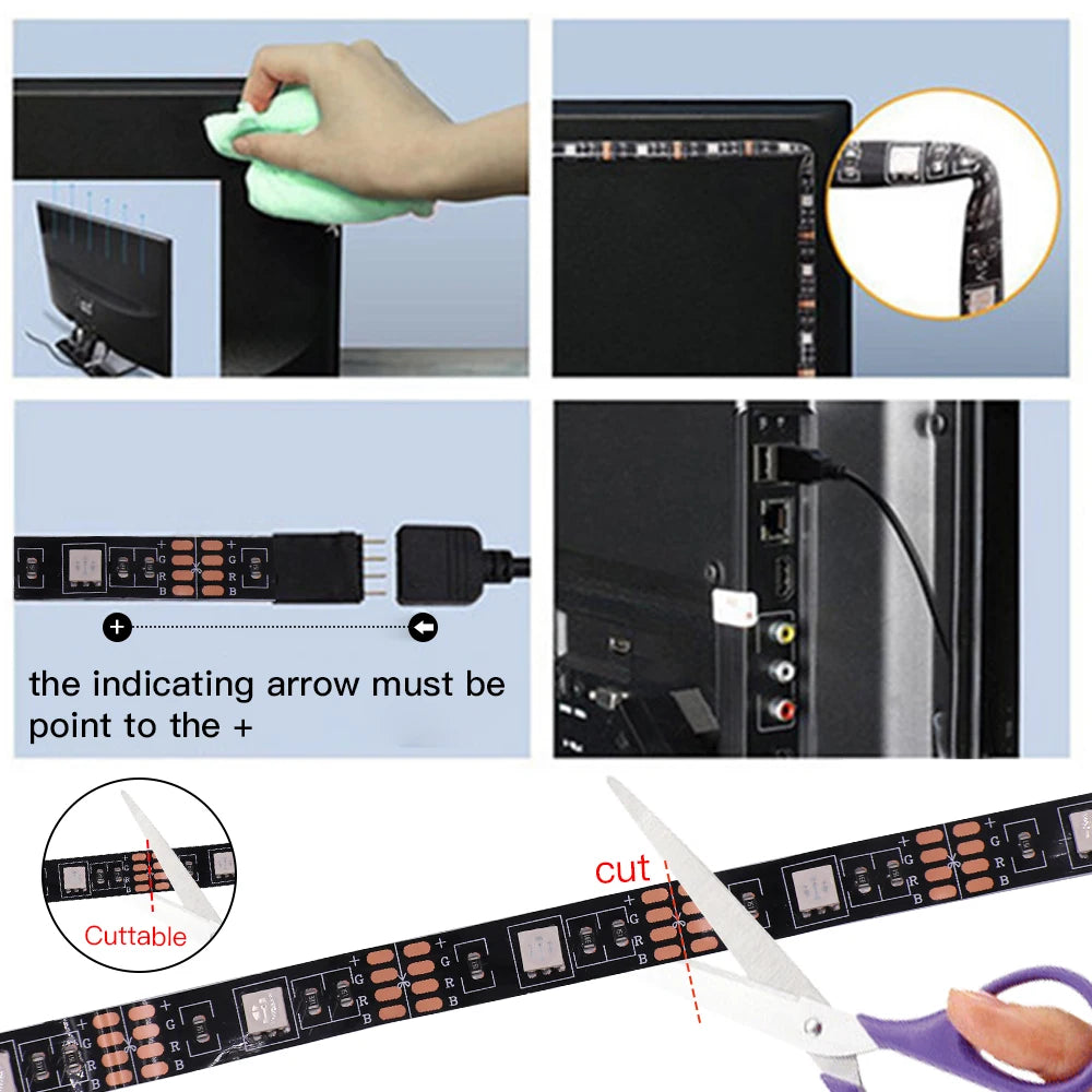 RGB LED Strip Light DC 5V 5050 Flexible LED Tape 50cm 1m 2m 