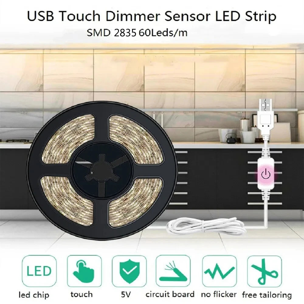 USB LED Strip Light Touch Sensing Flexible Ribbon Tape SMD28