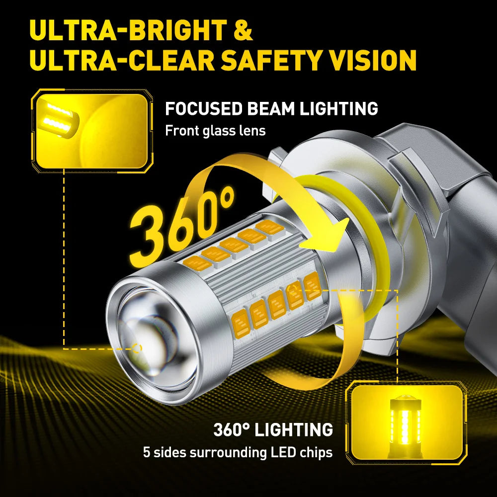 AUXITO 2Pcs 9006 HB4 LED Fog Light 3000k Yellow DRL Driving 
