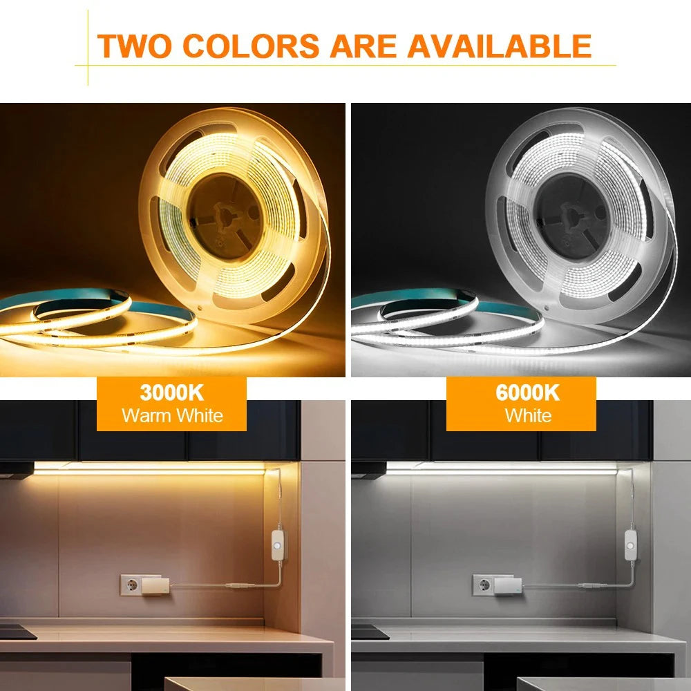 USB LED Strip Lights 5V 320LEDs/M Warm White COB LED Strip F
