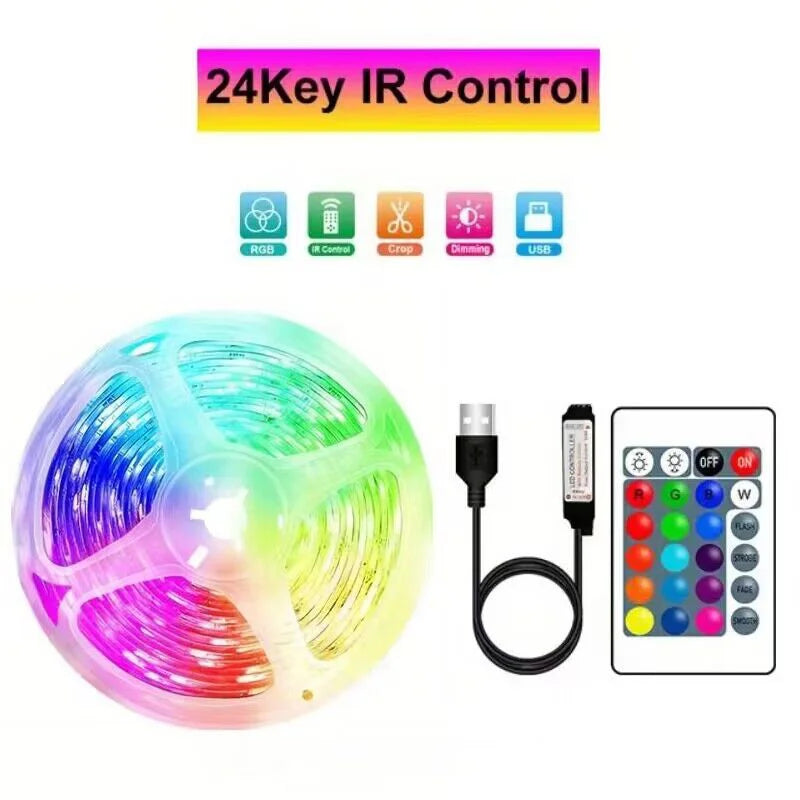 Led Strip Lights with 44 Key Remote Control 1m 5m 10m 20m RGB Tape Led Wall Room for Home Bedroom Party Decor TV Backlight