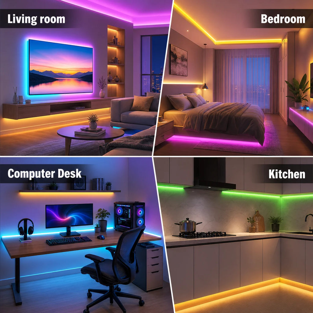 1M-40M Led Strip Lights with 44 Key Remote Control RGB Tape 