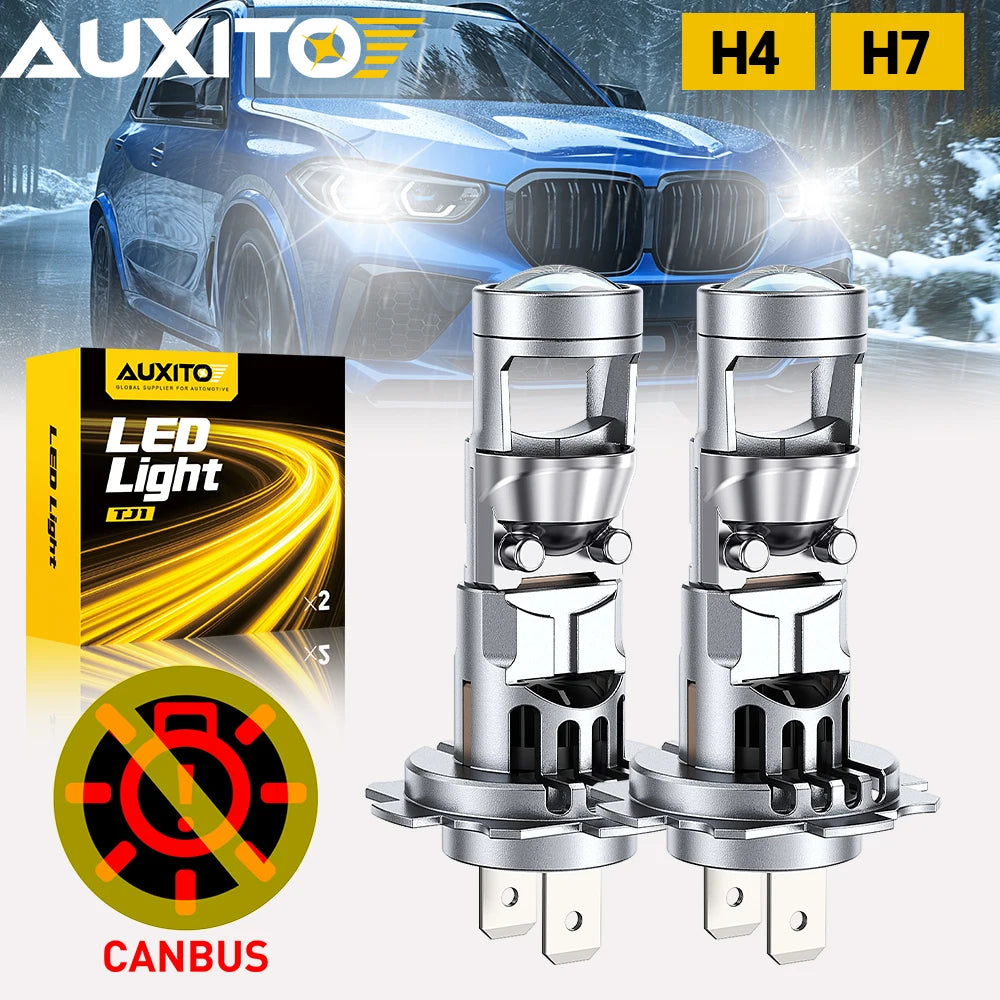 2Pcs AUXITO H4/H7 LED Spotlights Turbo Headlight Canbus Whit