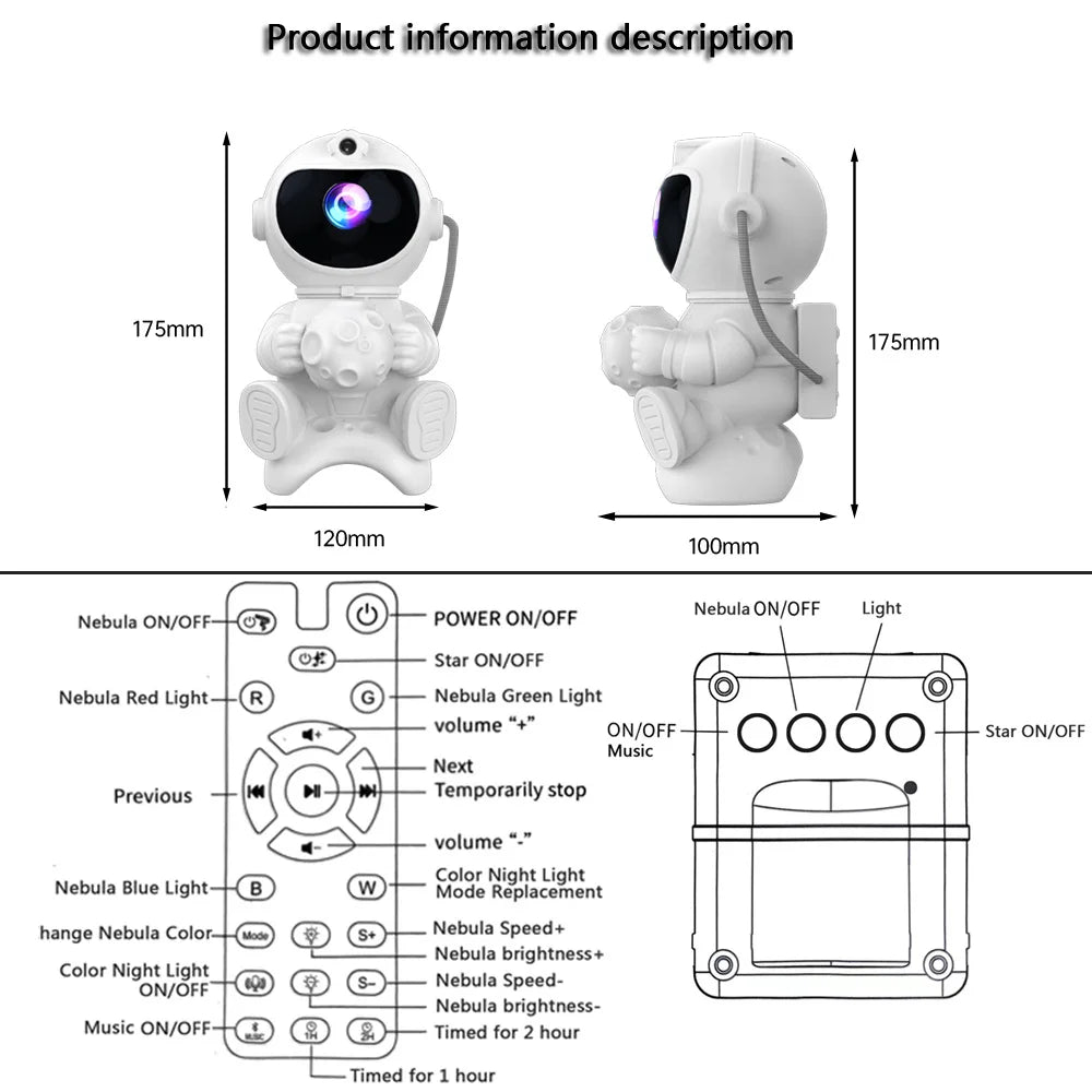 Astronaut LED Star Projector Night Light Galaxy Projectors B
