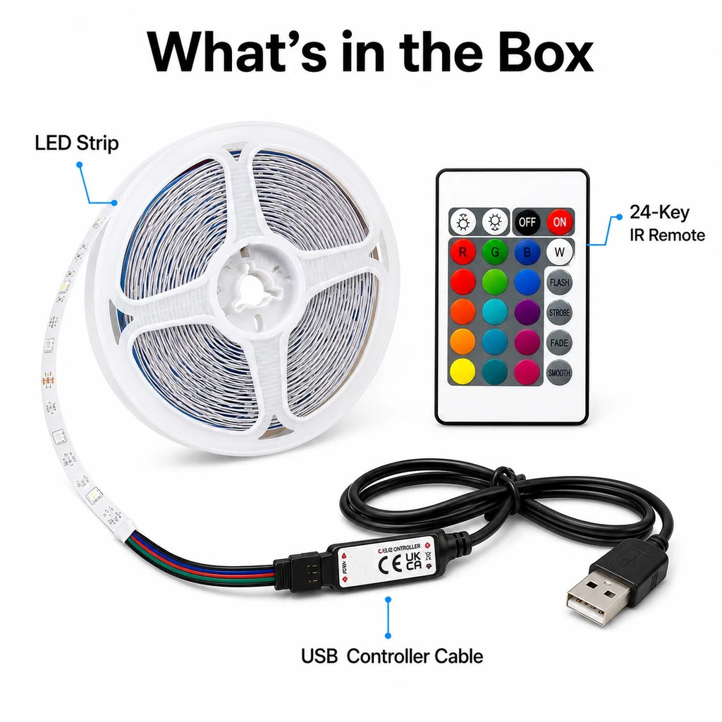 1M-40M Led Strip Lights with 44 Key Remote Control RGB Tape Led Wall Room for Home Bedroom Party Decor TV Backlight