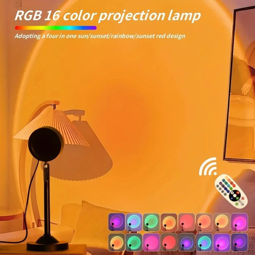 LED Sunset Lamp RGB Mini USB Projector Light Remote Control 