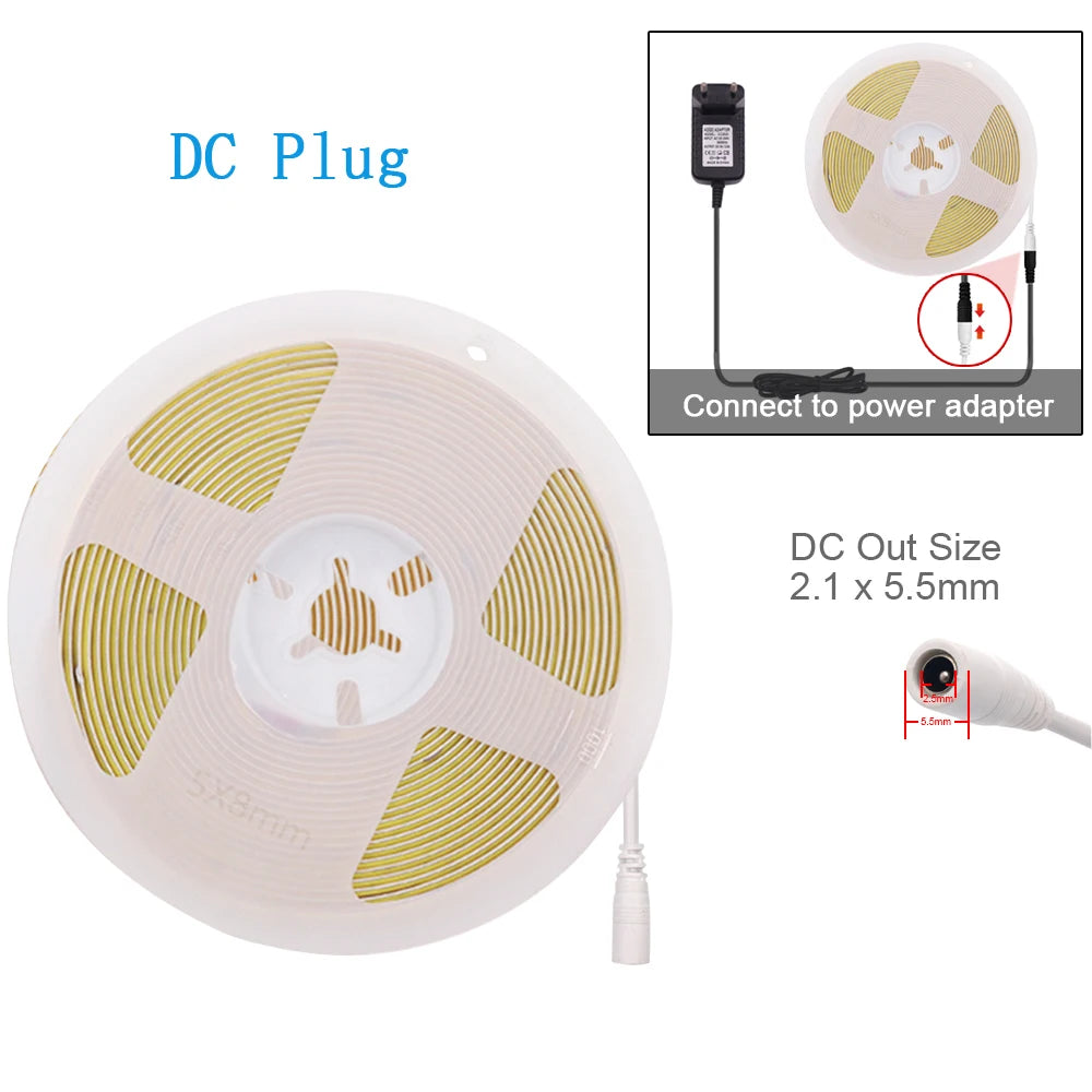 3mm 5mm PCB COB LED Strip Ultra Thin 12V 24V 8MM Tape Light 