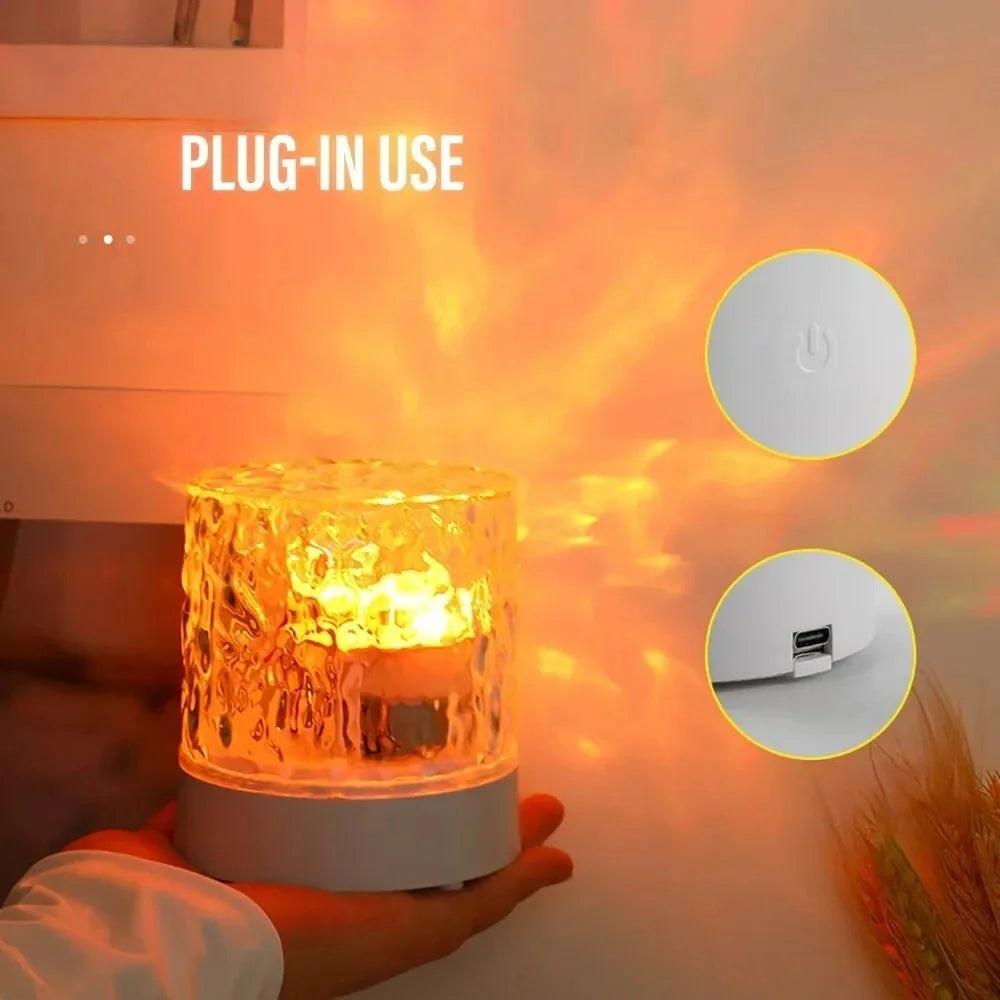 Dynamic 3/16 Color Water Ripple Projector Night Light Bedroo