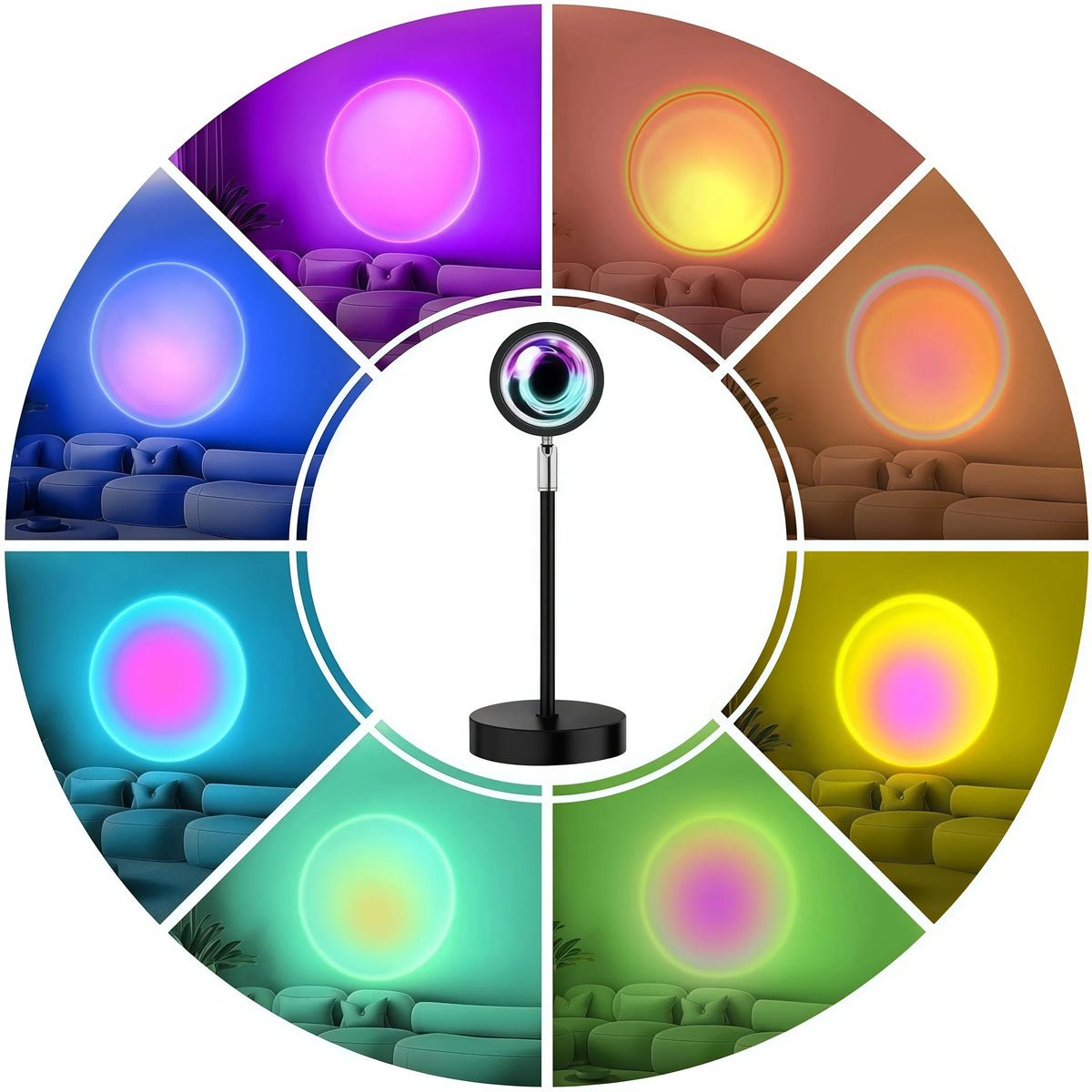LED Sunset Lamp RGB Mini USB Projector Light Remote Control 