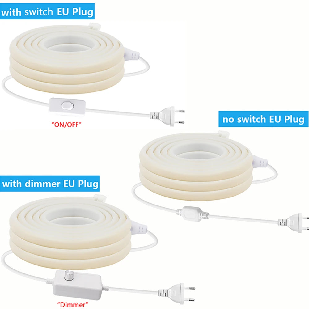 220V Dimmable COB LED Neon Strip Light With Switch/Dimmer EU