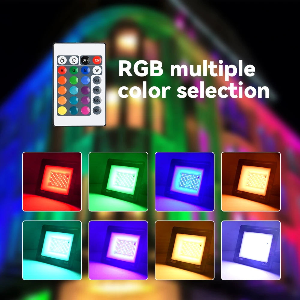 RGB Flood Light 100W 50W 30W 20W 10W RGB Reflector IP66 Wate