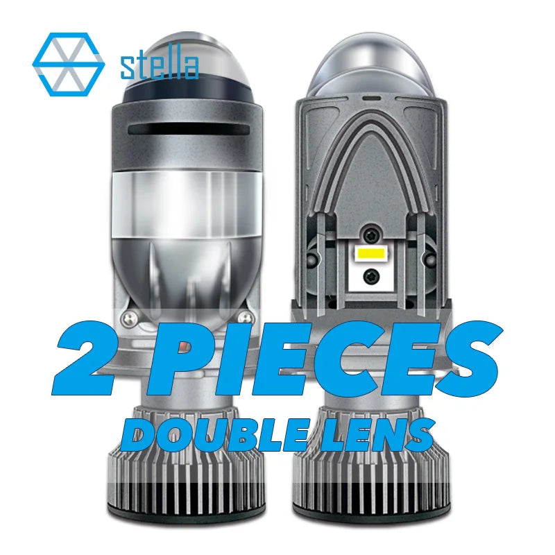 Stella Double Lens/Single Lens H4 LED Headlight Bulb Projector Lamp High/Low Beam High Power 110W 18000Lm 2 Chips for High Beam