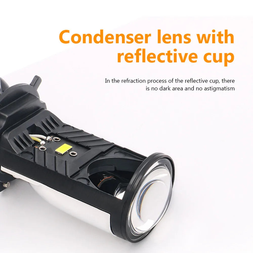 Y6 Turbo Fan H4 LED Headlights Car H4 Mini Projector Lens 60