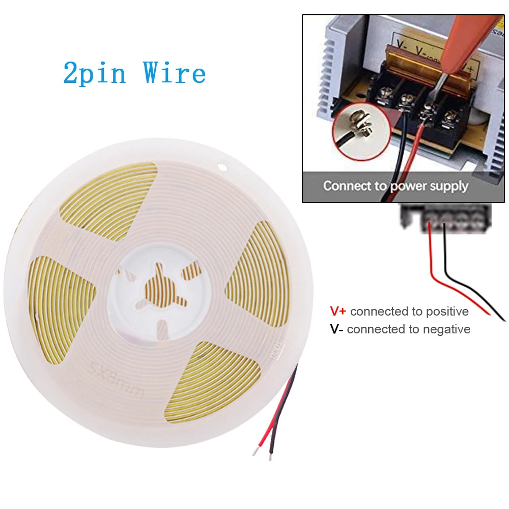 3mm 5mm PCB COB LED Strip Ultra Thin 12V 24V 8MM Tape Light 
