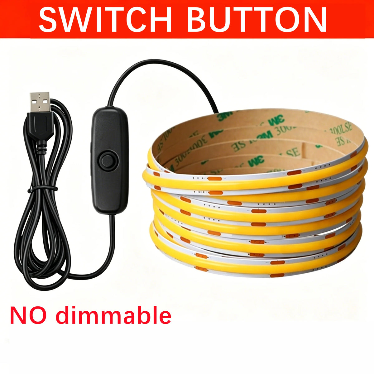 DC5V USB COB Led Strip Light With Dimmer Switch 8MM PCB Flexible Adhesive Tape 320LEDs/m TV Background Lighting Night Lamp 1-5m