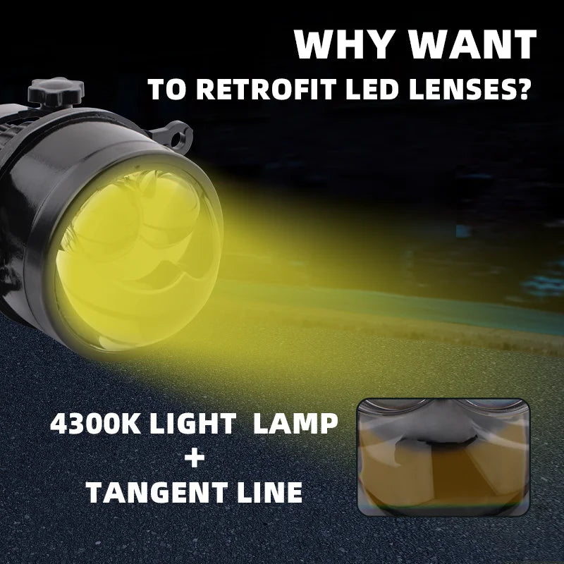 3.0Inch Led Projector Laser Lens Fog Lamp White Light 6000K 