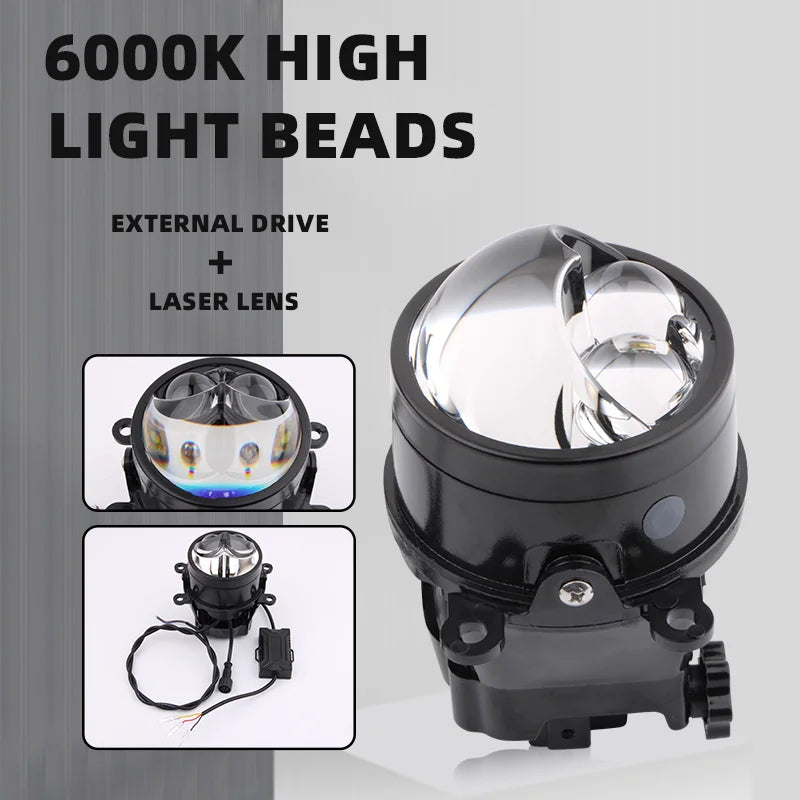 3.0Inch Led Projector Laser Lens Fog Lamp White Light 6000K 