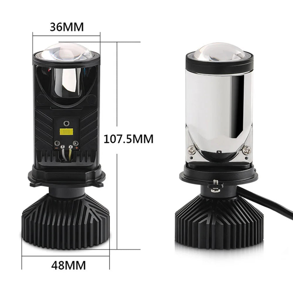 Y6 Turbo Fan H4 LED Headlights Car H4 Mini Projector Lens 60