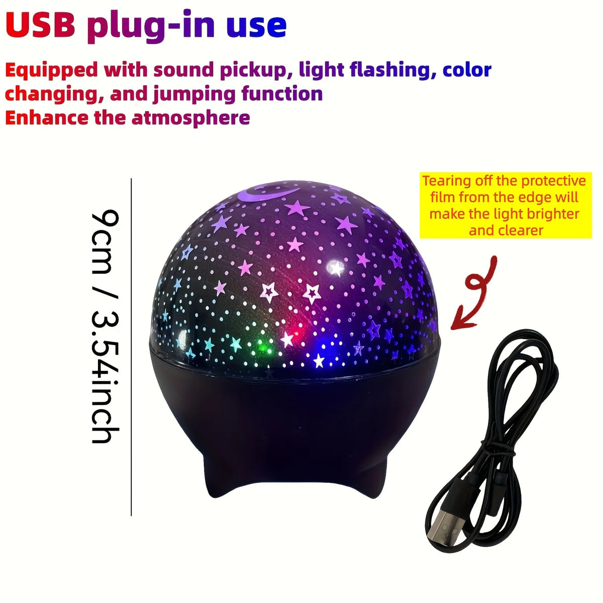 Projection Lamp RGB LED Starry Night Light USB Power Supply Bedroom Living Room Party Decoration Atmosphere Light Birthday Gift