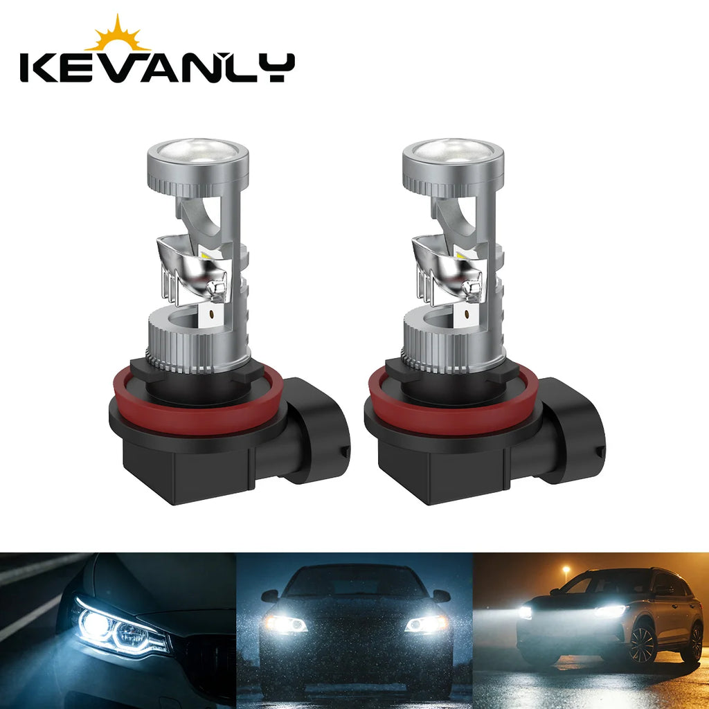 2pcs H7 H11 LED Fog Light Projector Lens Car Headlight 9005 