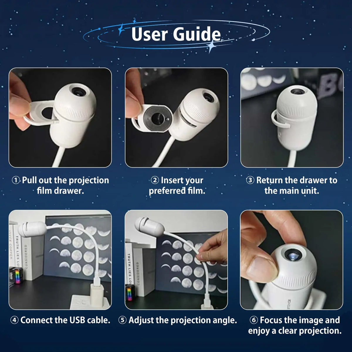 USB Mini Galaxy Projector Night Light 2-in-1 Starry Sky Ambi