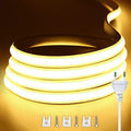 220V LED Strips High Brightness COB LED Strip Adhesive Wroaterpof Flexible Ribbon for Room Kitchen Outdoor Garden Lighting