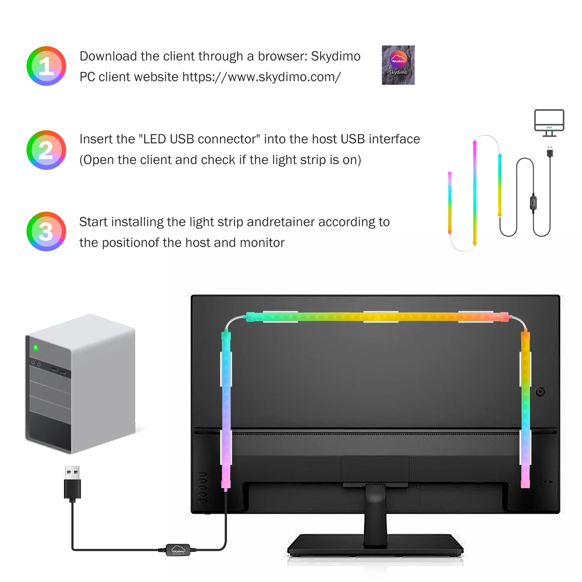 Skydimo RGB Gaming Lights Strip Music Game Sync Color 24 27 