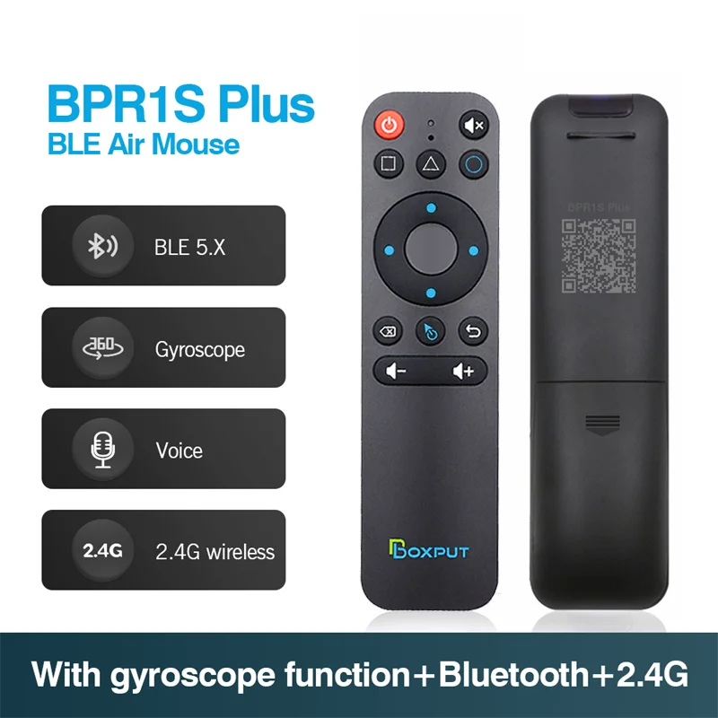 BOXPUT BPR1S Plus Bluetooth 5.0 Wireless Air Mouse IR Learning 2.4G With Gyroscope Voice Remote Control For Smart Android TV Box
