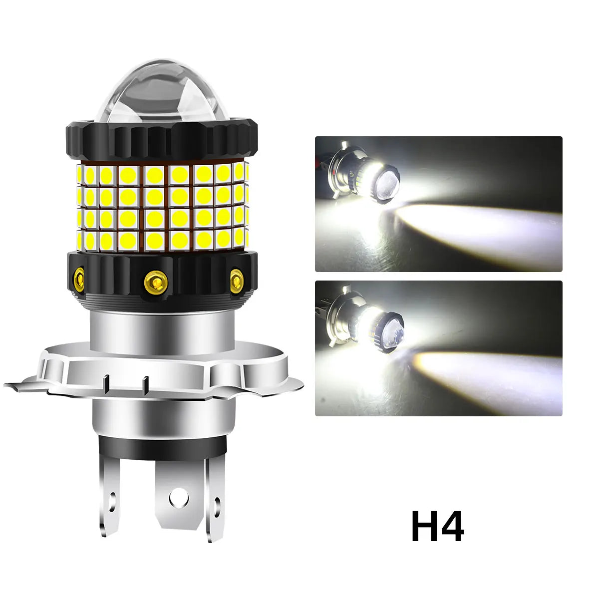 H4 LED P15D BA20D Motorcycle Headlight Bulb CSP Projector Lens White Yellow Hi/Lo Beam Lamp For Moto Scooter Accessories 12V
