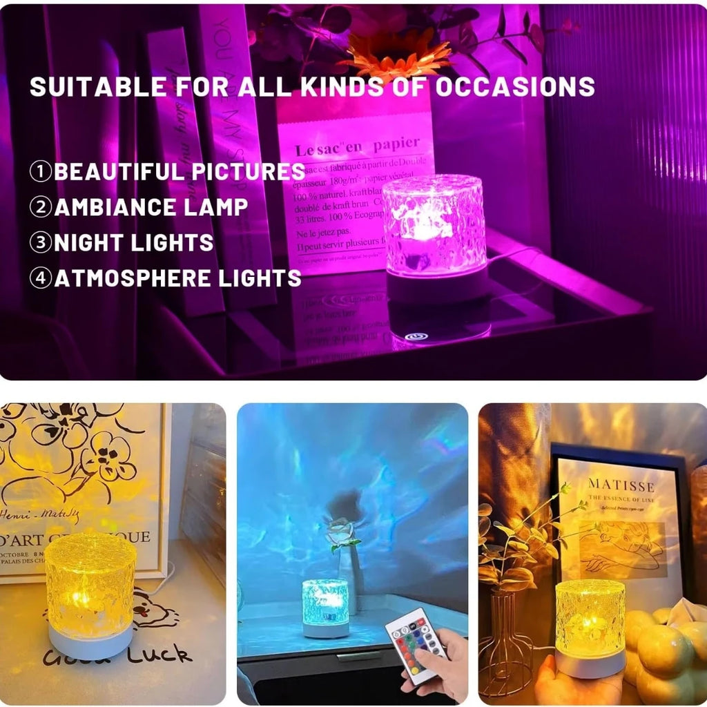 Rechargeable 16 Color LED Water Ripple Projector Night Light