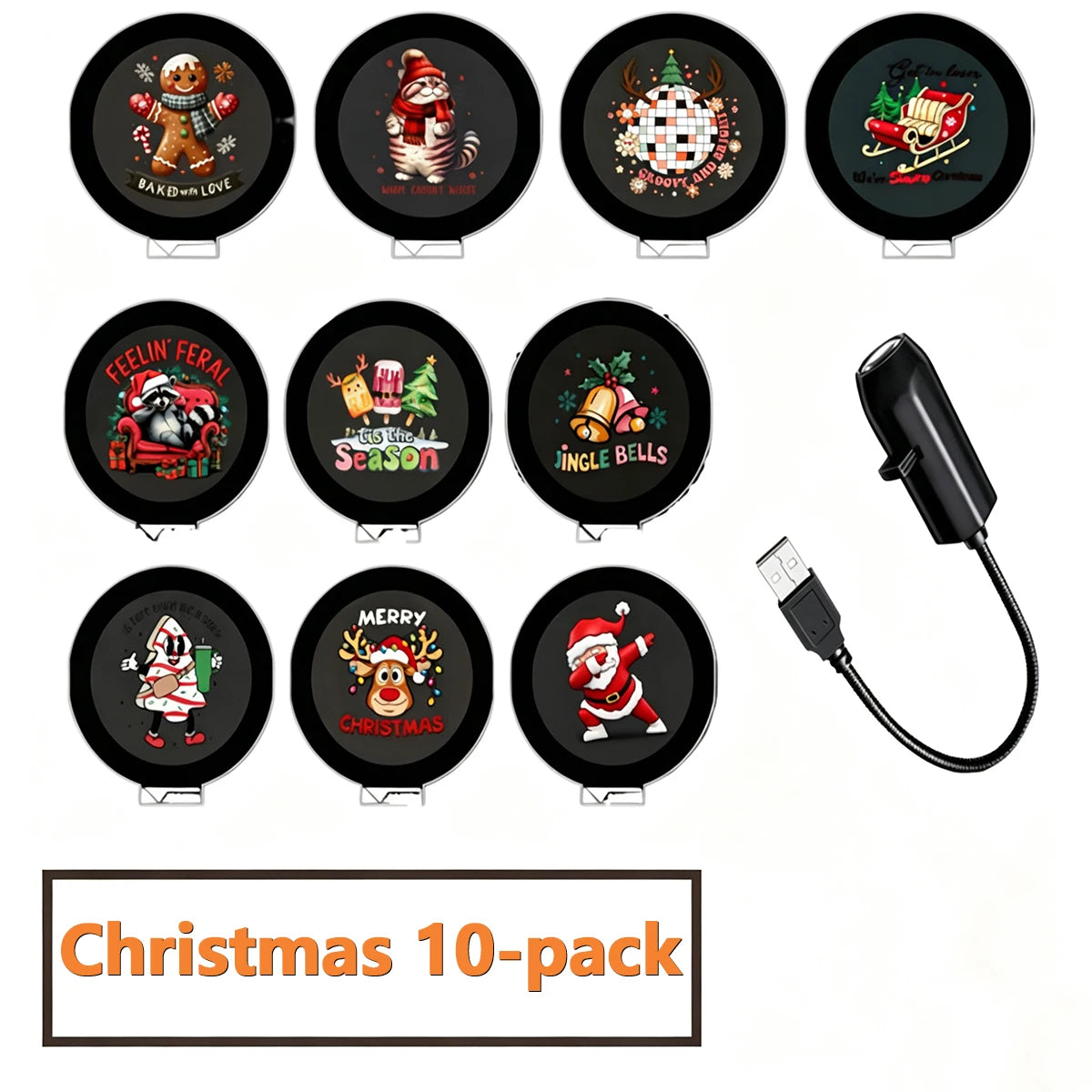 USB Christmas Projector Lamp Cartoon Santa Snowman 10/6/3 Pa