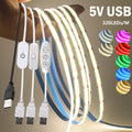 5V USB COB LED Strip Light 3Keys Touch Dimmable ON/OFF Switc