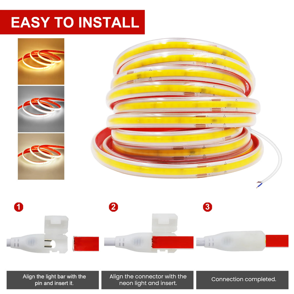 AC 220V COB Strip 240Leds/M IP65 Waterproof 3000K 4000K 6000