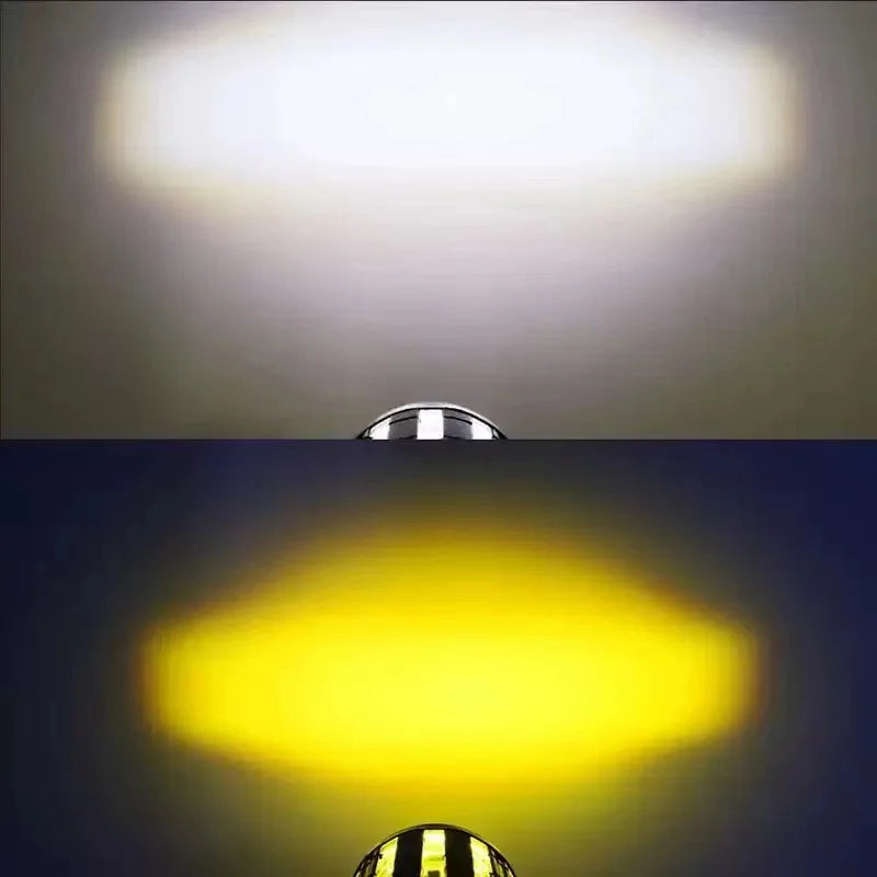 Motorcycle LED Headlight Bulbs Projector Lens Dual Color ATV