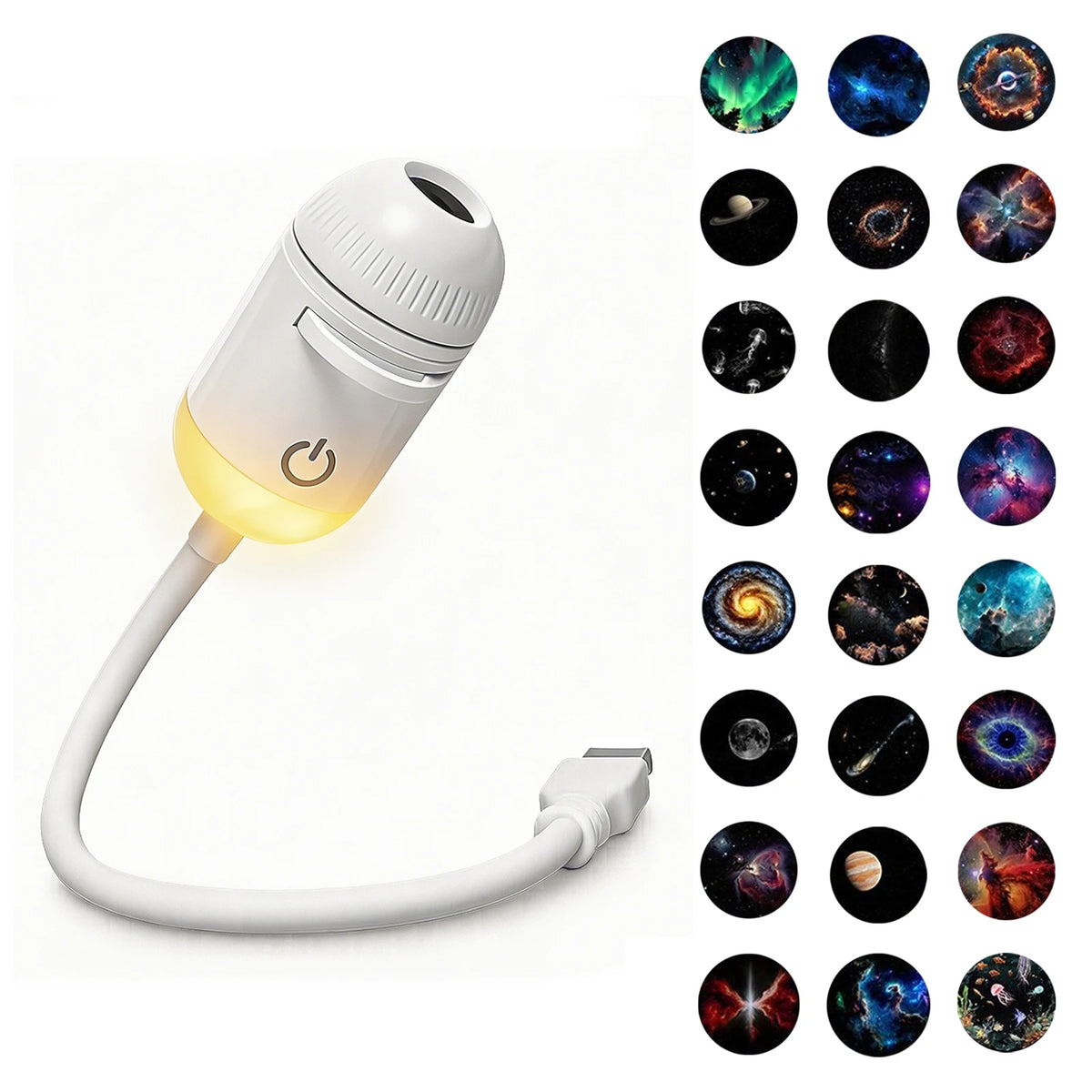 2 in 1 USB Projection Lamp Manual Focus Projector Light Car 