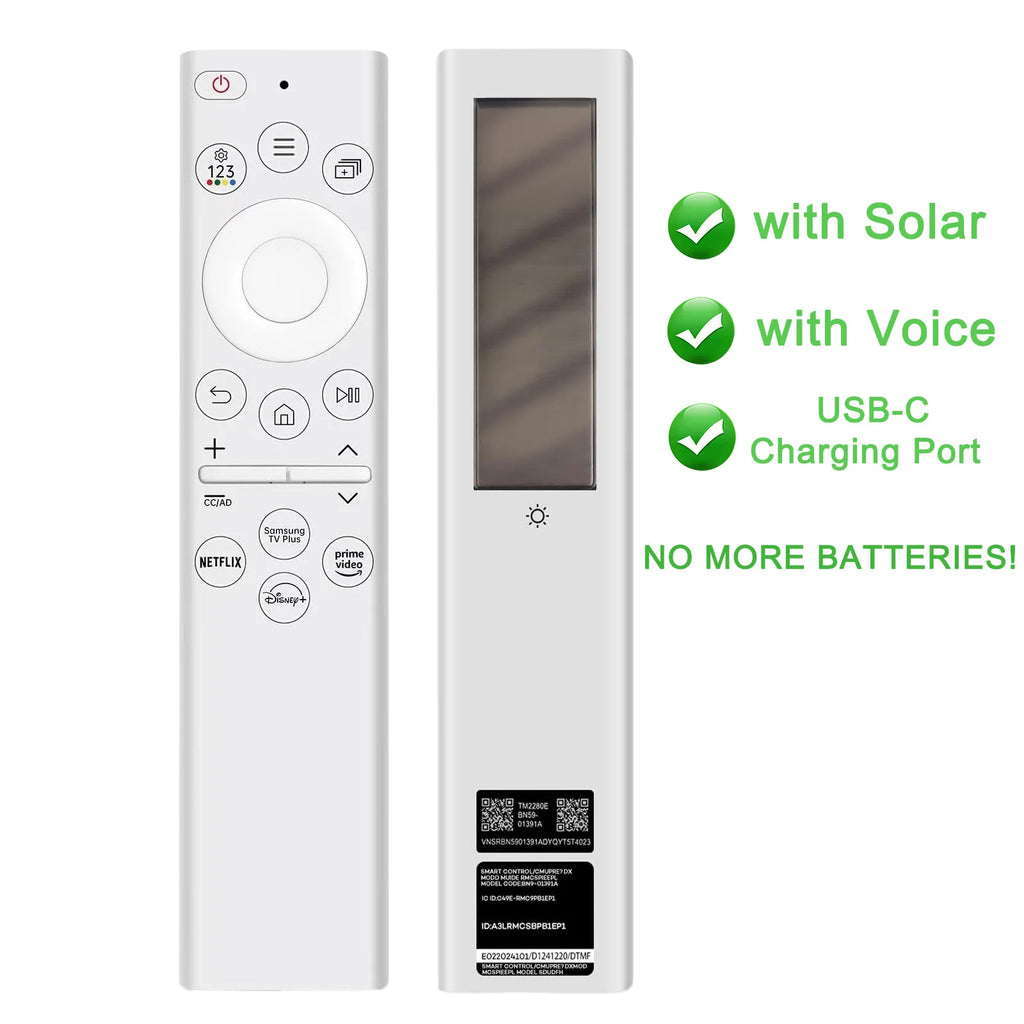 BN59-01391A Solar Voice Remote for Samsung TV Remotes Replacement with Bluetooth Rechargeable Solar Cell Fit for Samsung Remote