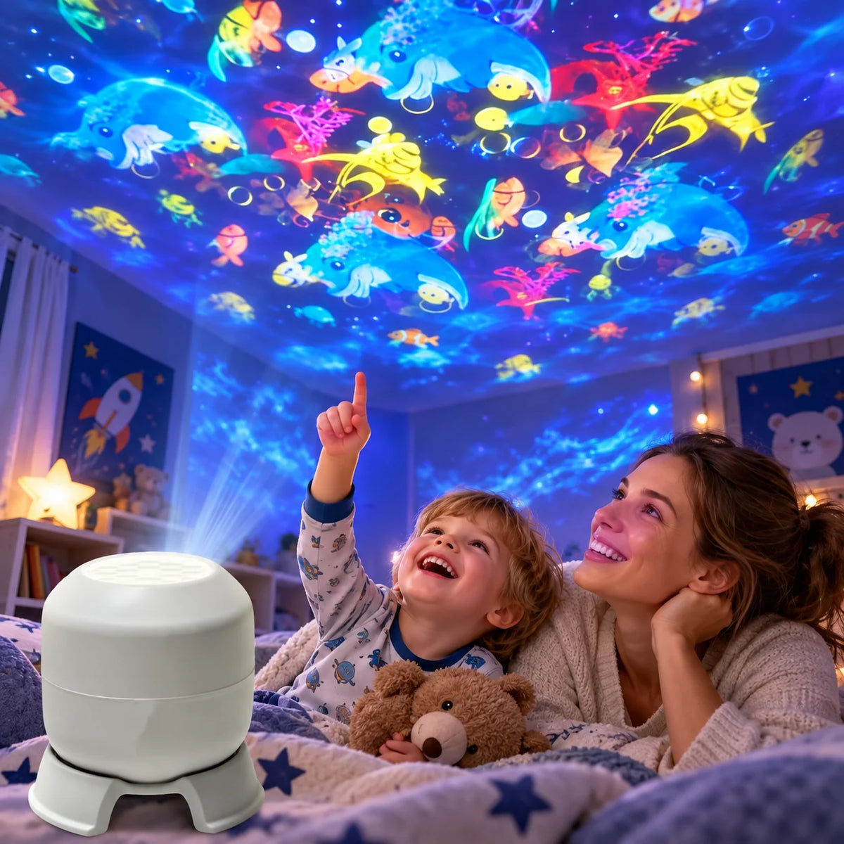 360 Rotating Galaxy Ocean Star Projector Night Light Dynamic