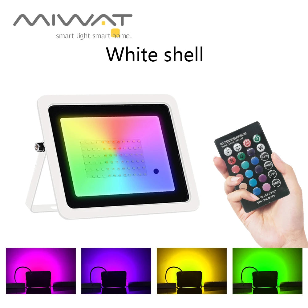 RGB Flood Light 100W 50W 30W 20W RGB Reflector IP68 Waterproof LED Spotlight 110V/220V Projector Lamp Outdoor Garden Lighting