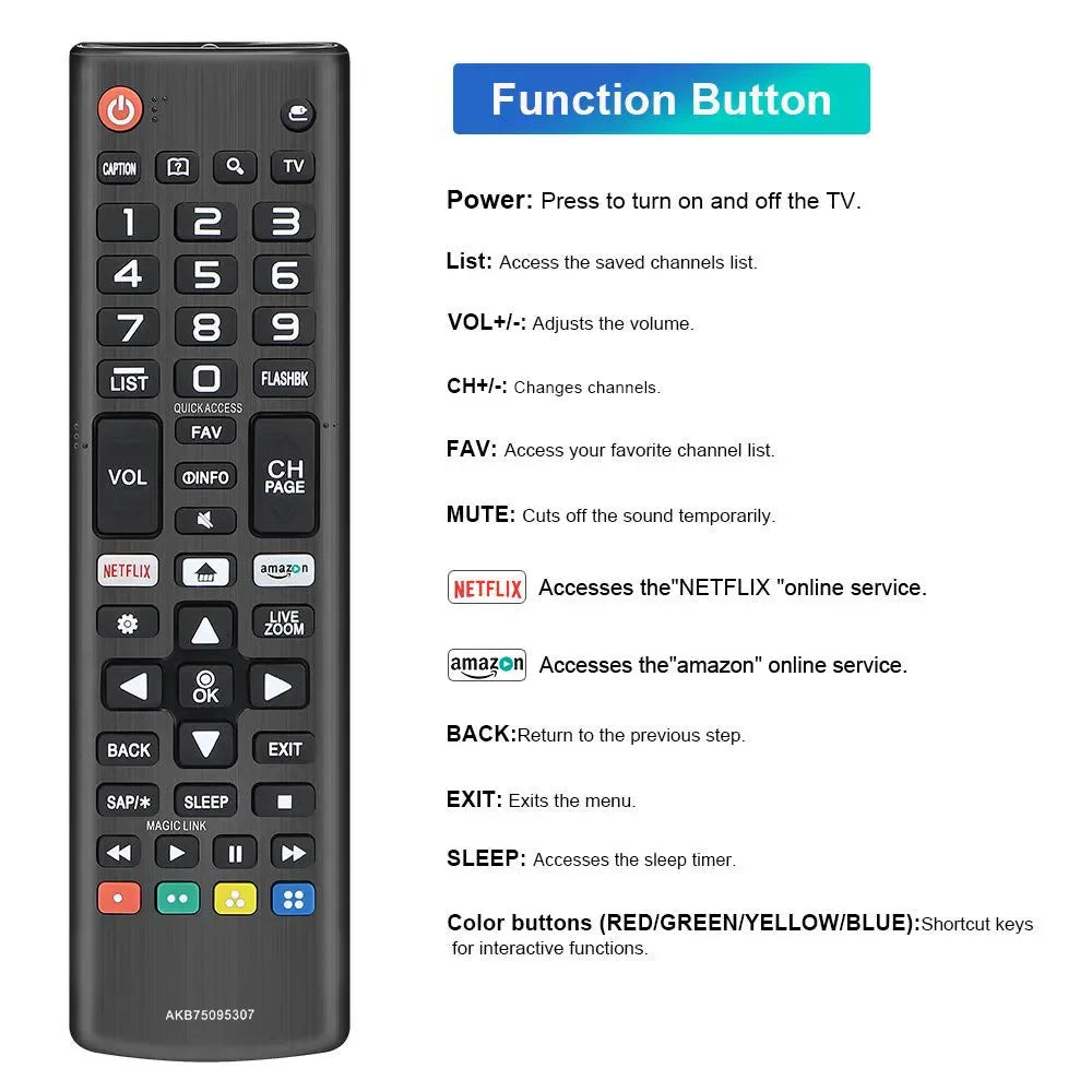 MRSVU Universal Remote Control AKB75095307 Compatible for LG