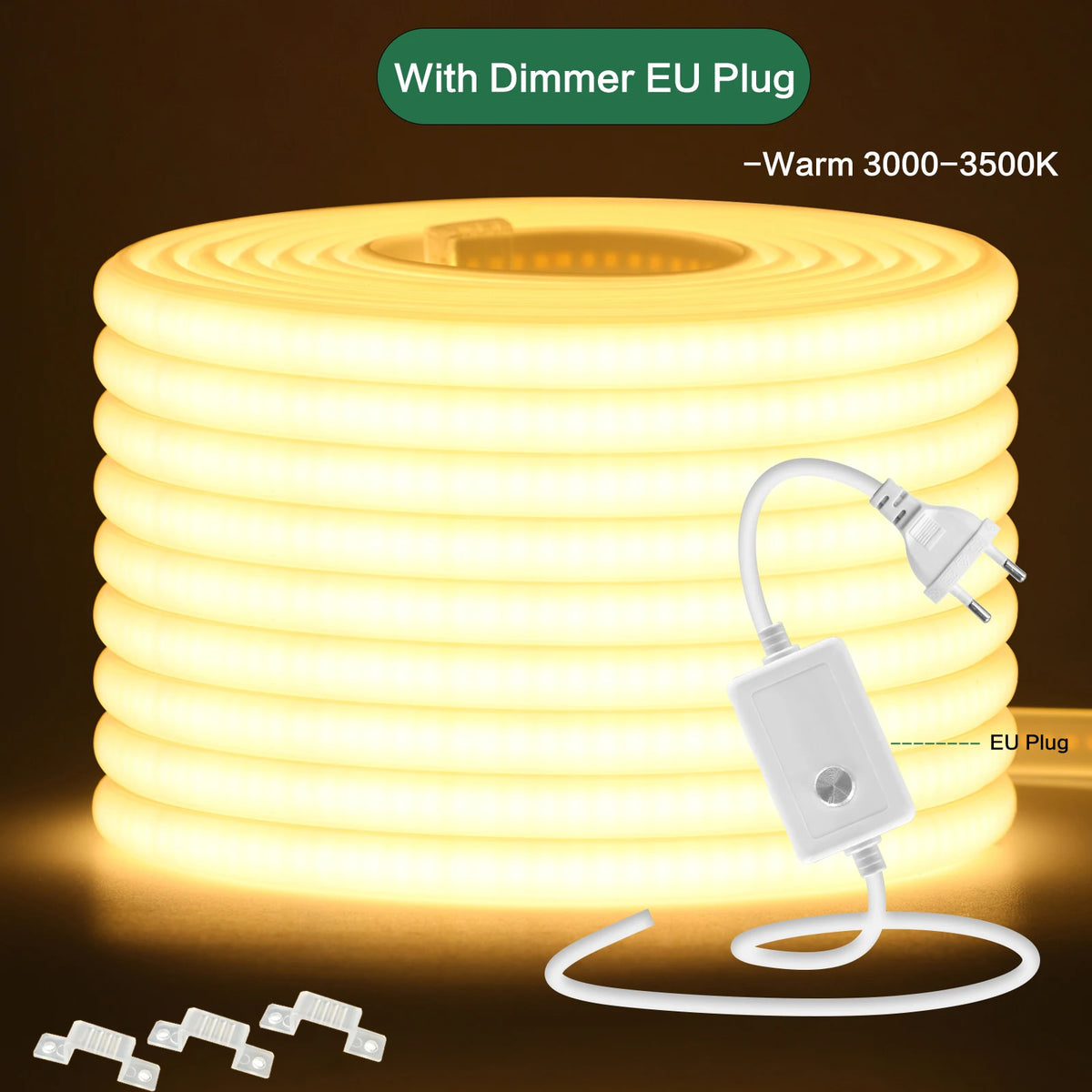 220V Dimmable COB LED Neon Strip Light With Switch/Dimmer Plug Waterproof 288Leds/M High Quality Neon Strip Garden Home Lighting