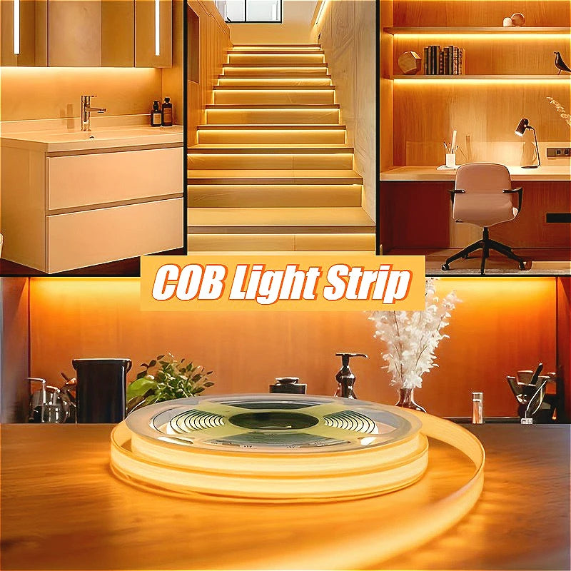 High Density COB LED Strip USB Button Switch Soft Uniform Li