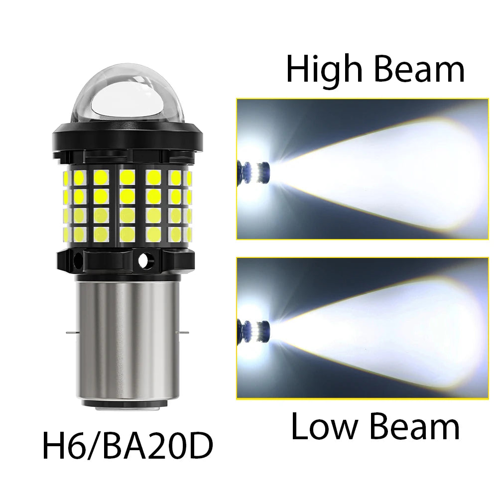 Oprah H4 LED H6 BA20D Motorcycle Headlight Bulb CSP Projector Lens White Yellow Hi/Lo Beam Lamp For Moto Scooter Accessories 12V