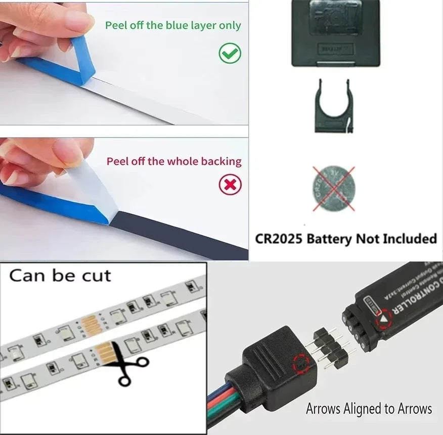 1-30M USB 5V LED Strip Lights With Bluetooth 24Keys Remote C