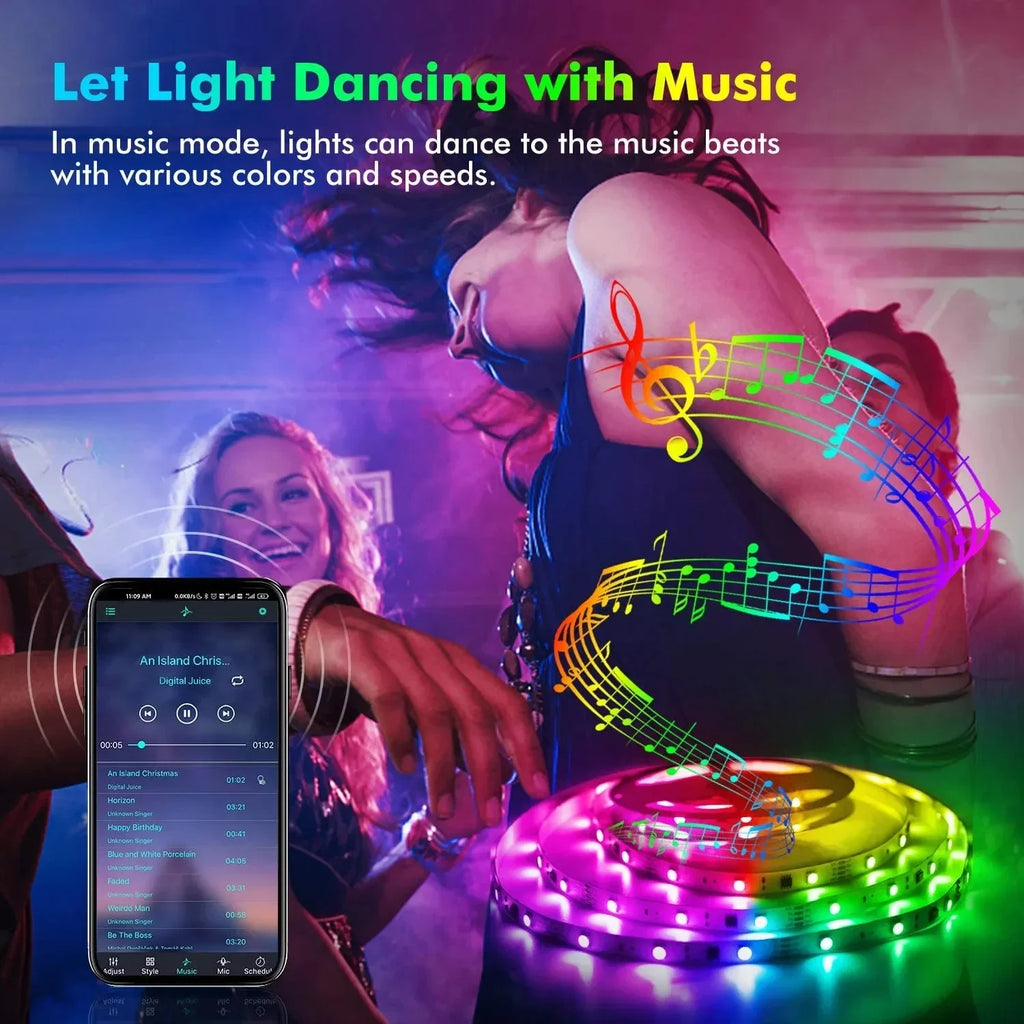Smart RGB 5050 LED Wall Strip Lights Bluetooth Music Sync AP