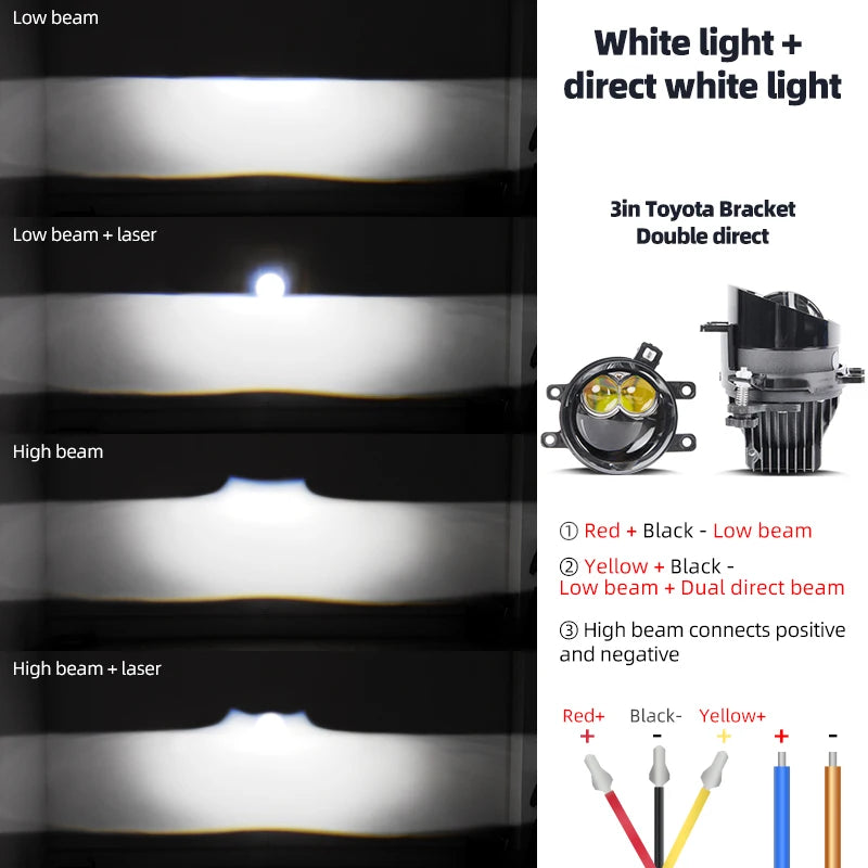 3.0Inch Led Projector Laser Lens Fog Lamp White Light 6000K 4300K H11 HB3 9005 Led Canbus Car Headlight Bulb Bi-led Fog Lights
