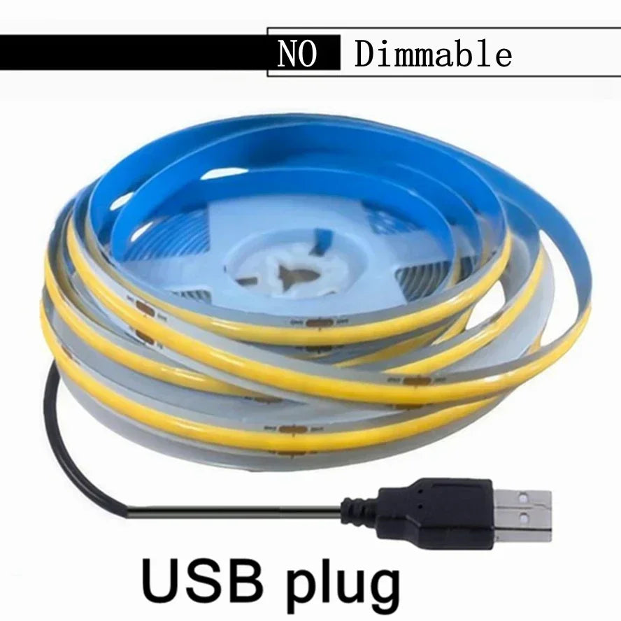 5V USB COB LED Strip 1-5M 320LEDs/M Touch Sensor Dimmable Flexible Tape for Mirror TV Kitchen Room DIY Backlight Decor Lighting