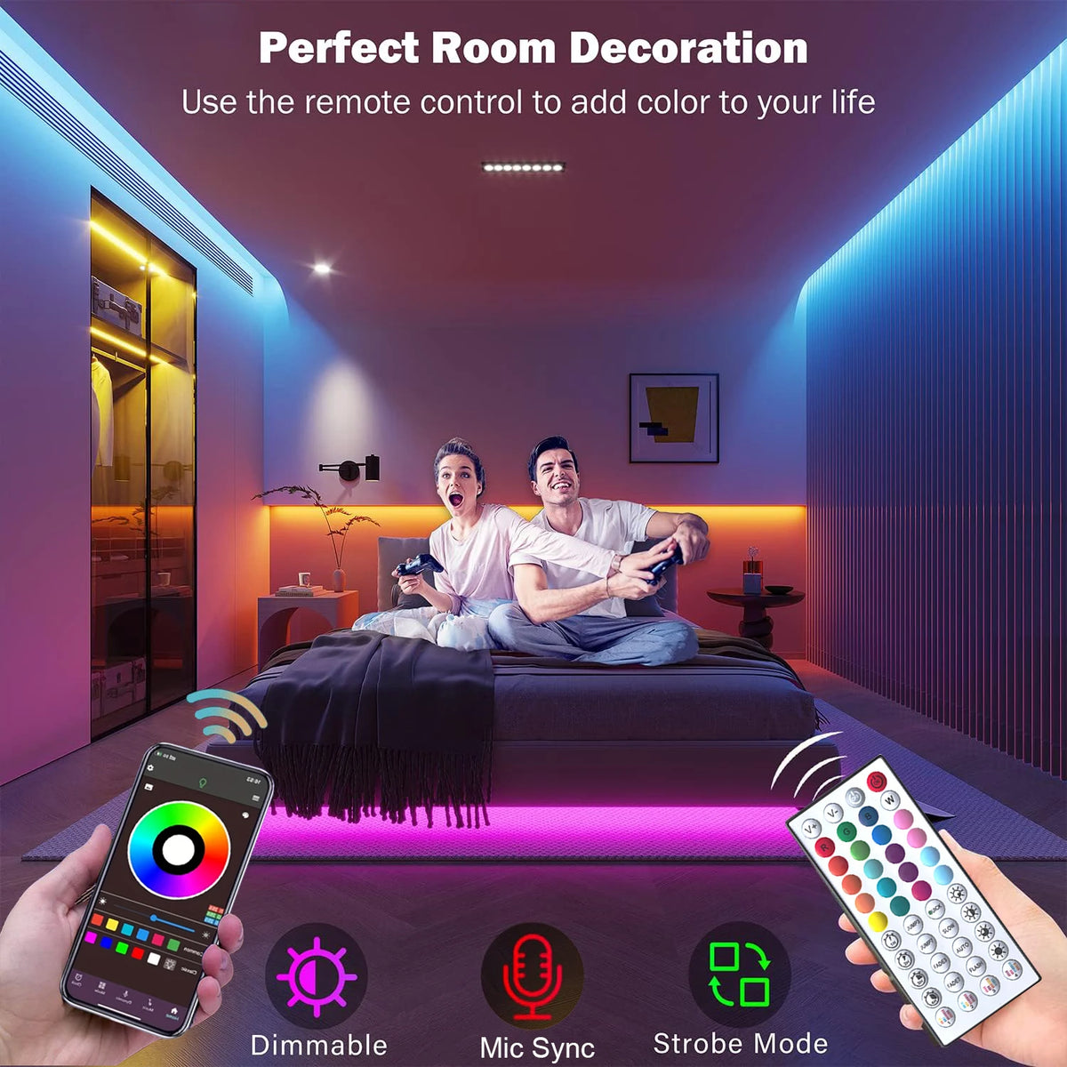 LED Strip Lights 10m 20m 30m Music Sync RGB Led Strip Tape L