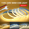 5M 10M 15M 20M 110V 220V COB LED Strip Light Super Bright 24